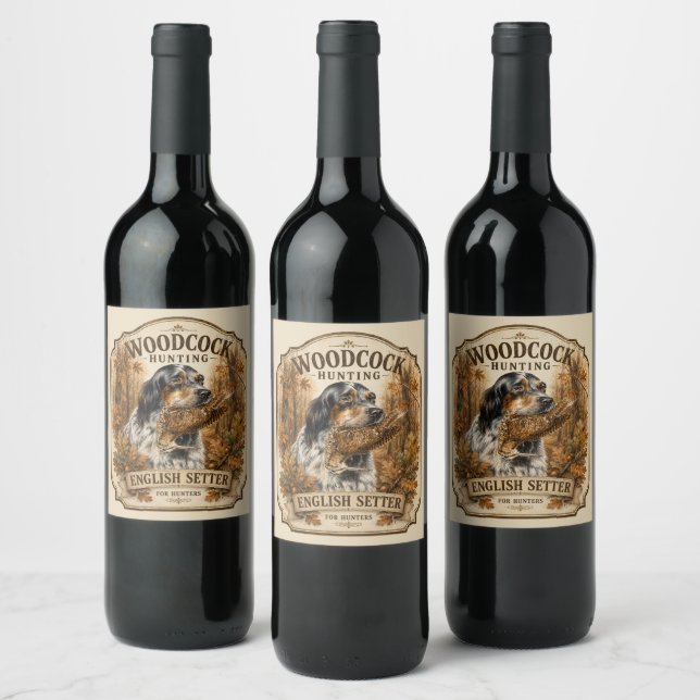 Étiquette Pour Bouteilles De Vin Setter anglais, chasse à la bécasse  (Bouteilles)