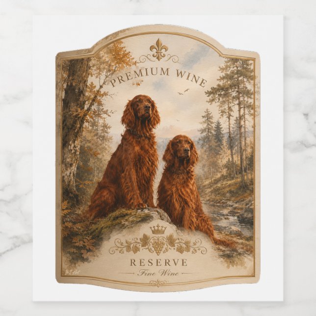 Étiquette Pour Bouteilles De Vin Setter irlandais   (Étiquettes simples)