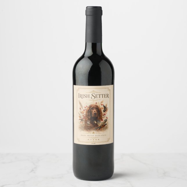 Étiquette Pour Bouteilles De Vin Setter irlandais (Devant)