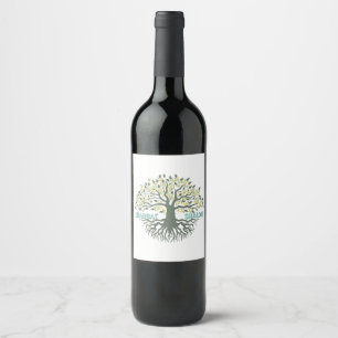 Étiquette Pour Bouteilles De Vin Shabbat Shalom Arbre de Vie Ez Hachaim Juif