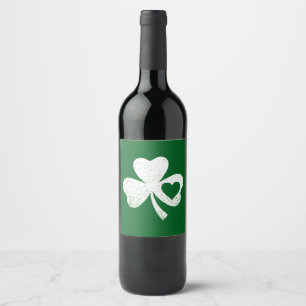 Étiquette Pour Bouteilles De Vin Shamrock de coeur de Green Jour de la Saint Patric