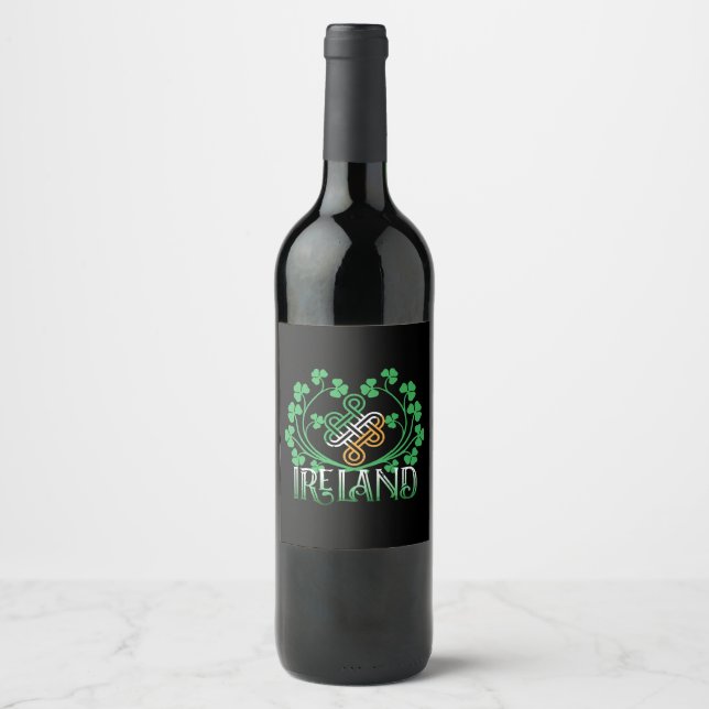 ÉTIQUETTE POUR BOUTEILLES DE VIN SHAMROCK IRLANDE (Devant)