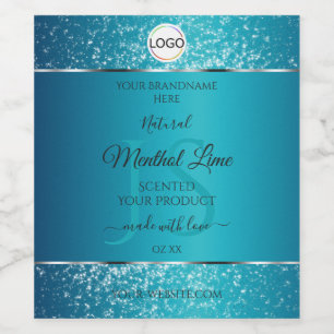 Étiquette Pour Bouteilles De Vin Shimmery Turquoise Logo Initiales Parties scintill
