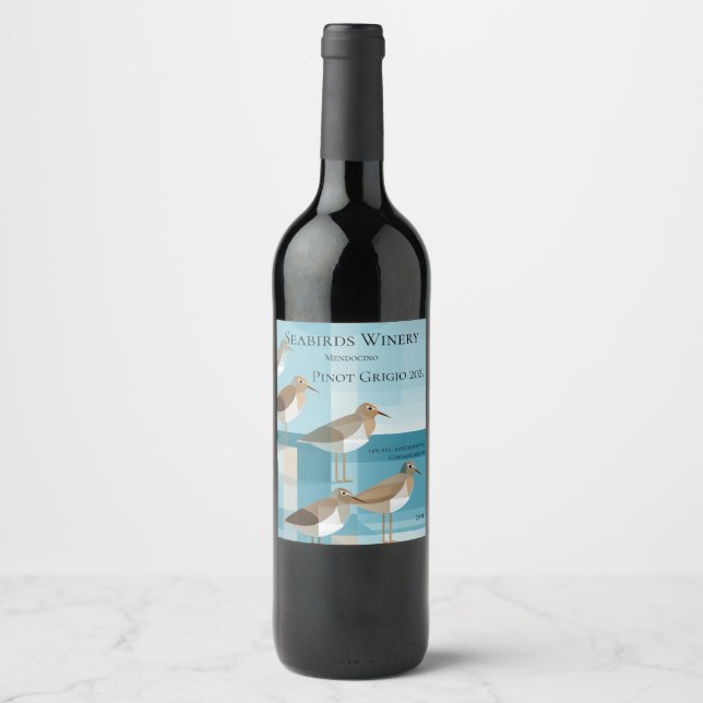 Étiquette Pour Bouteilles De Vin Shorebirds background with copy space vertical (Devant)