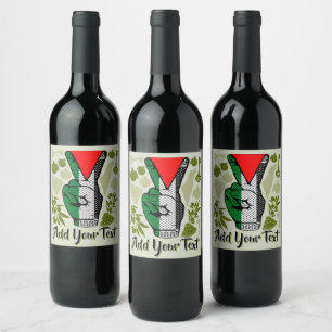 Étiquette Pour Bouteilles De Vin Signe de victoire à la main Résistance Symbole du