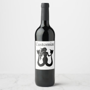 Étiquette Pour Bouteilles De Vin Silhouette Tonnerre_Cove de sirène à deux queue