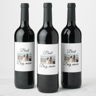 Étiquette Pour Bouteilles De Vin Simple animal coloré ajouter nom photo chien maman