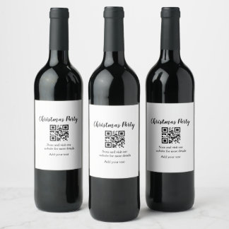 Étiquette Pour Bouteilles De Vin Simple christmas party website barcode QR add name