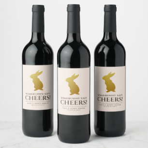 Étiquette Pour Bouteilles De Vin Simple Cute lapin de Pâques Étiquette de vin perso