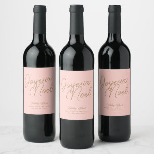 Étiquette Pour Bouteilles De Vin Simple Elegant rose & Or Joyeux Noel Noël