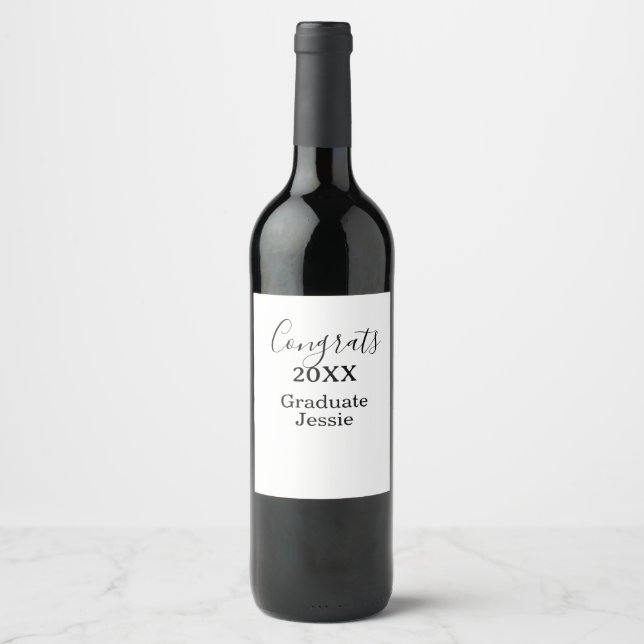 Étiquette Pour Bouteilles De Vin Simple graduation congratulations minimal add clas (Devant)
