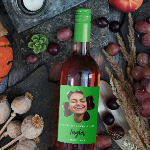 Étiquette Pour Bouteilles De Vin Simple Green Lucky In Love Quatre Leaf Clover Phot