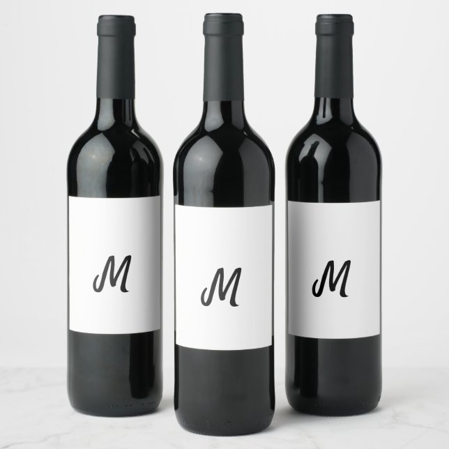 Étiquette Pour Bouteilles De Vin simple logo monogramme minimal personnalisé (Bouteilles)