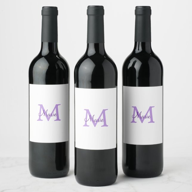 Étiquette Pour Bouteilles De Vin simple minimal add name monogram pink red   throw  (Bouteilles)