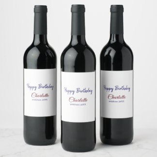 Étiquette Pour Bouteilles De Vin SIMPLE MINIMAL.CUTIE ADD NAME BABY happy birthday 