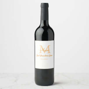Étiquette Pour Bouteilles De Vin simple minimum meilleur grand-mère jamais orange m
