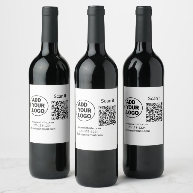 Étiquette Pour Bouteilles De Vin Simple minimum q r code ajouter logo code d'analys (Bouteilles)