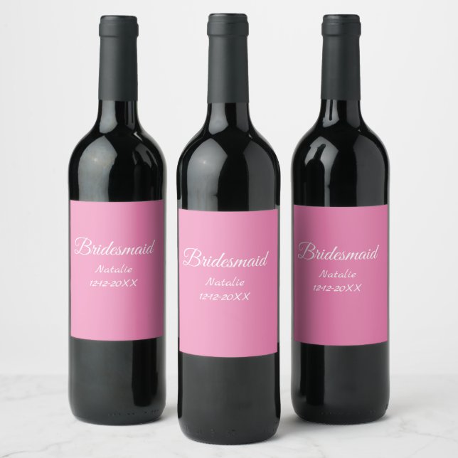 Étiquette Pour Bouteilles De Vin Simple minimum rose bridesmaid ajouter le nom de l (Bouteilles)