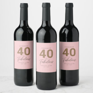 Étiquette Pour Bouteilles De Vin Simple moderne 40 & Fabuleux rose personnalisé