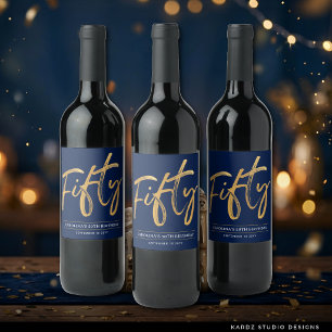 Étiquette Pour Bouteilles De Vin Simple Or Cinquante 50e Anniversaire Vin