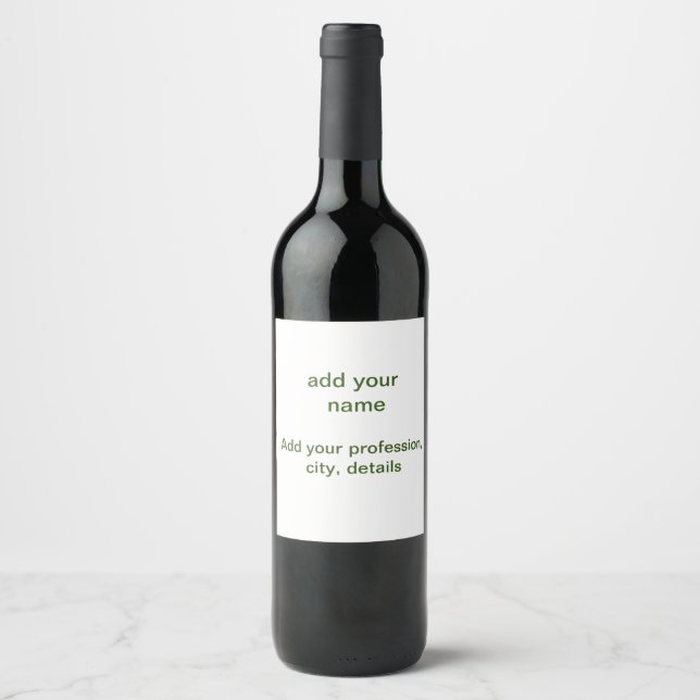 Étiquette Pour Bouteilles De Vin Simple vert minimal ajouter votre nom de texte pho (Devant)
