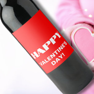 Étiquette Pour Bouteilles De Vin Simple White Clean Joyeux Valentines Jour Rouge