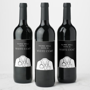 Étiquette Pour Bouteilles De Vin Simples Paires Bien Avec Cérémonie De Manteau Blan