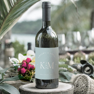 Étiquette Pour Bouteilles De Vin Simply Chic Mariage Cheers Dusty Turquoise/Wht ID1