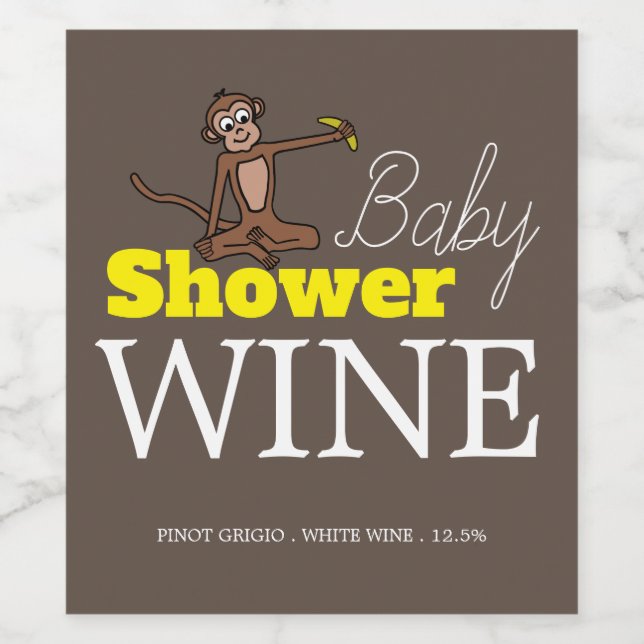 Étiquette Pour Bouteilles De Vin Singe, Baby shower (Étiquettes simples)