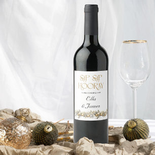 Étiquette Pour Bouteilles De Vin Sip Sip Hooray Holly Garland Noël Mariage
