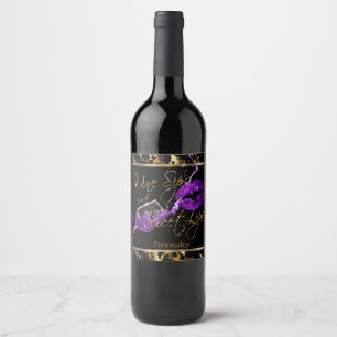 Étiquette Pour Bouteilles De Vin Sips 🍷 et lèvres sucrées - pourpre - Marbre