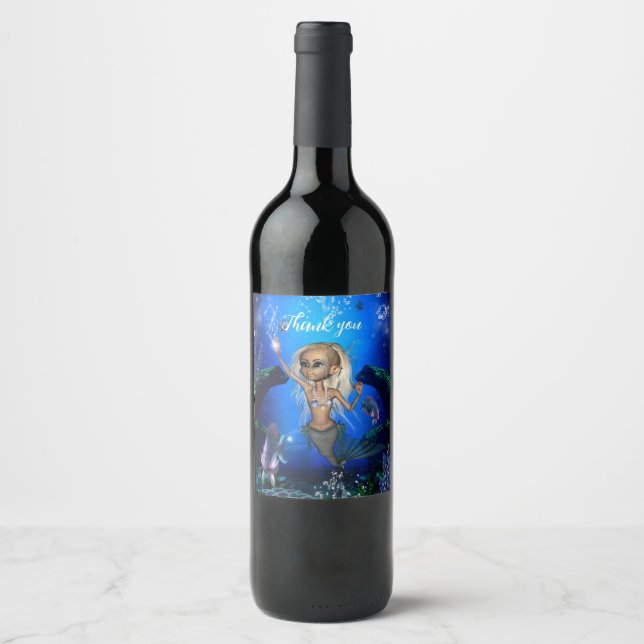 Étiquette Pour Bouteilles De Vin Sirène sucrée (Devant)