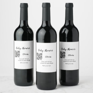 Étiquette Pour Bouteilles De Vin Site web de fête de bébé simple code barre QR ajou