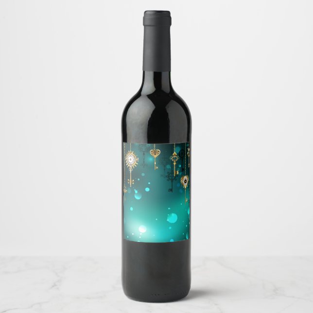 Étiquette Pour Bouteilles De Vin Skeleton Keys on Green Background (Devant)