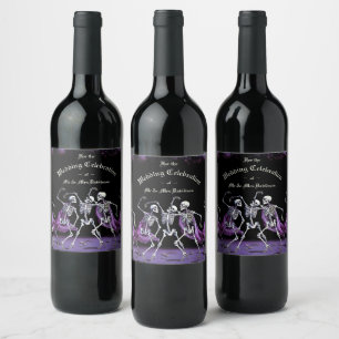 Étiquette Pour Bouteilles De Vin Skeletons de danse violette Mariage gothique