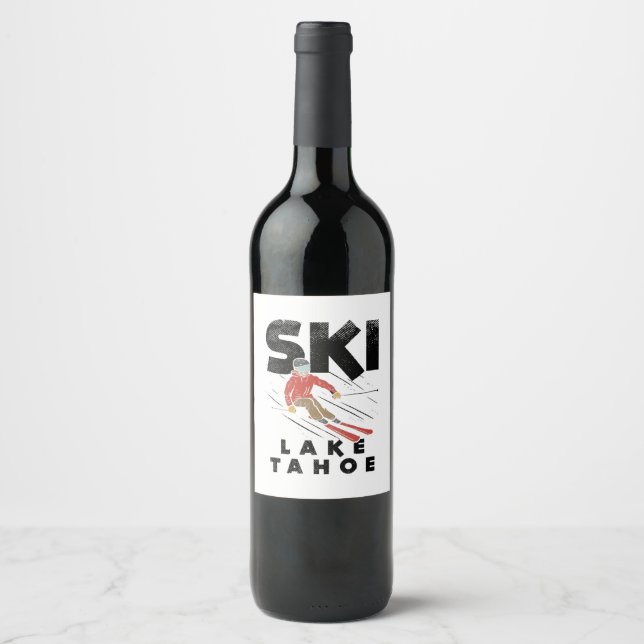Étiquette Pour Bouteilles De Vin Skiing (Devant)