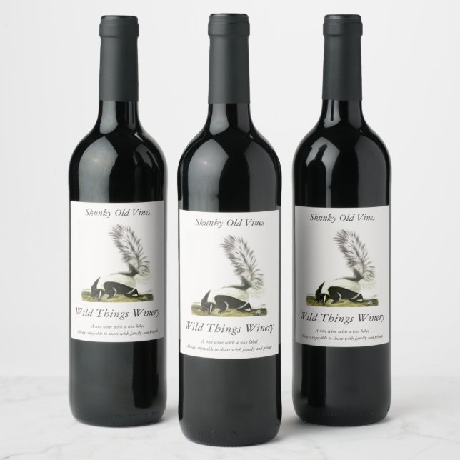 Étiquette Pour Bouteilles De Vin Skunk à capuchon ou Skunk à grande queue d'Audubon (Bouteilles)