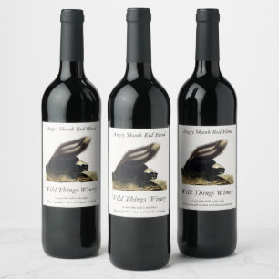 Étiquette Pour Bouteilles De Vin Skunk américaine commune ou Striped Skunk, par Aud
