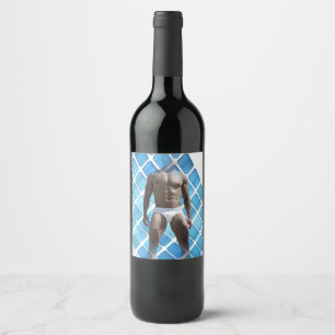 Étiquette Pour Bouteilles De Vin SlipperyJoe musculaire homme six pack abs mâle bla