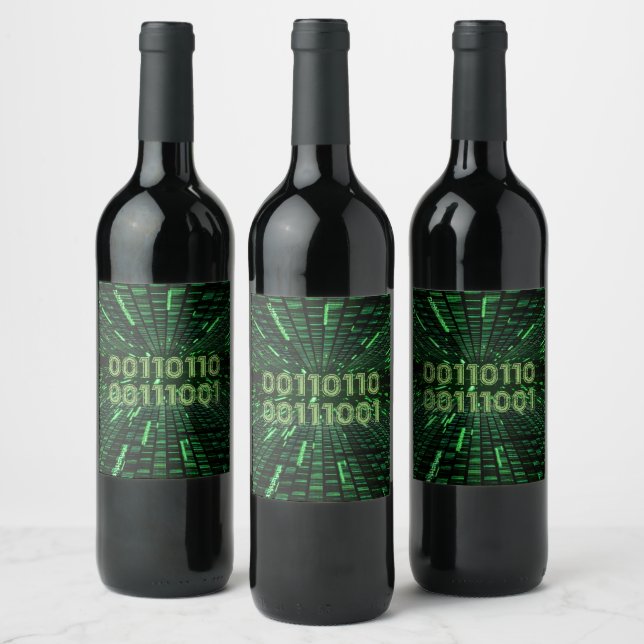 Étiquette Pour Bouteilles De Vin SlipperyJoe's 69 code binaire dynamique ordinateur (Bouteilles)