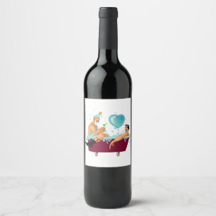 Étiquette Pour Bouteilles De Vin SlipperyJoe's deux gays hommes aiment la baignoire