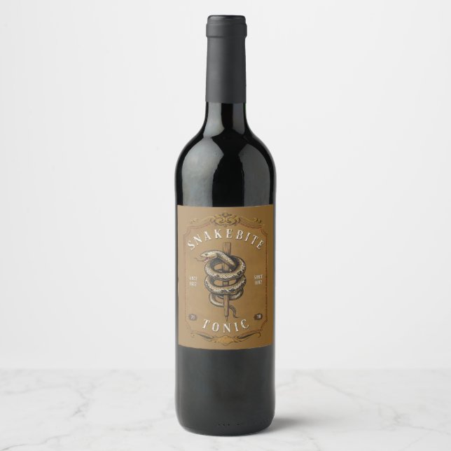 Étiquette Pour Bouteilles De Vin Snakebite Tonique Vintage (Devant)