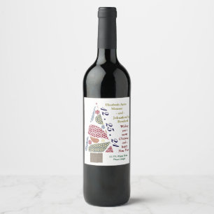 Étiquette Pour Bouteilles De Vin Snowflake Teardrops Arbre Noël Vin Étiquette