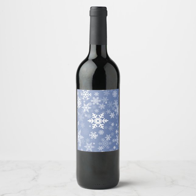 Étiquette Pour Bouteilles De Vin Snowflakes Personnaliser graphique Arrière - plan  (Devant)