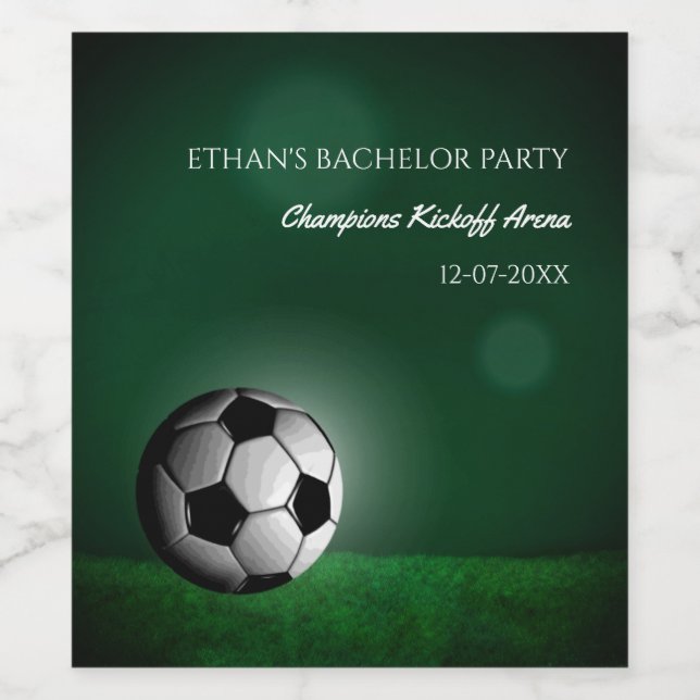 Étiquette Pour Bouteilles De Vin Soccer vert Anniversaire / Bachelor Party (Étiquettes simples)