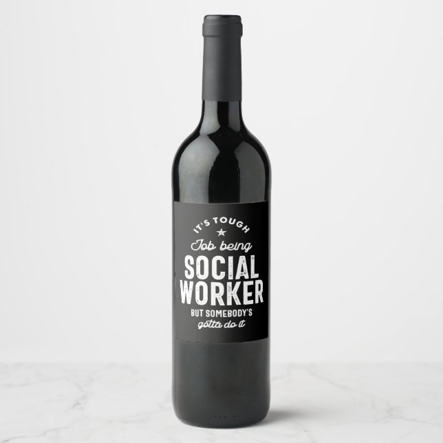 Étiquette Pour Bouteilles De Vin Social Worker Job Title Cadeau (Devant)
