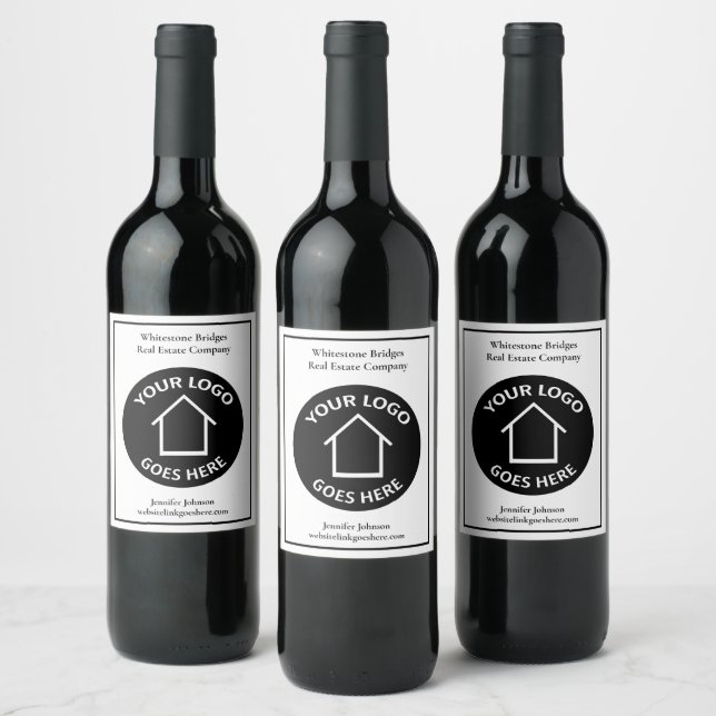 Étiquette Pour Bouteilles De Vin Société immobilière Logo personnalisé Agent immobi (Bouteilles)