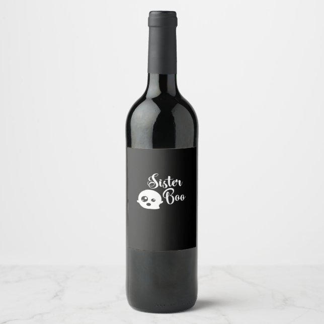 Étiquette Pour Bouteilles De Vin Soeur Boo Halloween (Devant)