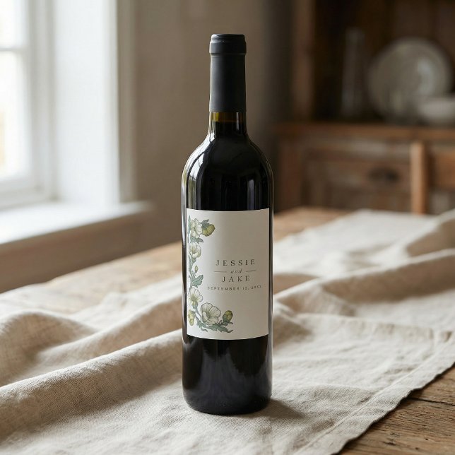 Étiquette Pour Bouteilles De Vin Soft Art Nouveau Botanical Wedding (Soft Art Nouveau Botanical Wedding Wine Label)