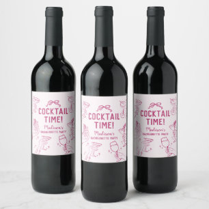 Étiquette Pour Bouteilles De Vin Soirée Cocktail Rose Fête de Bachelorette Rétro